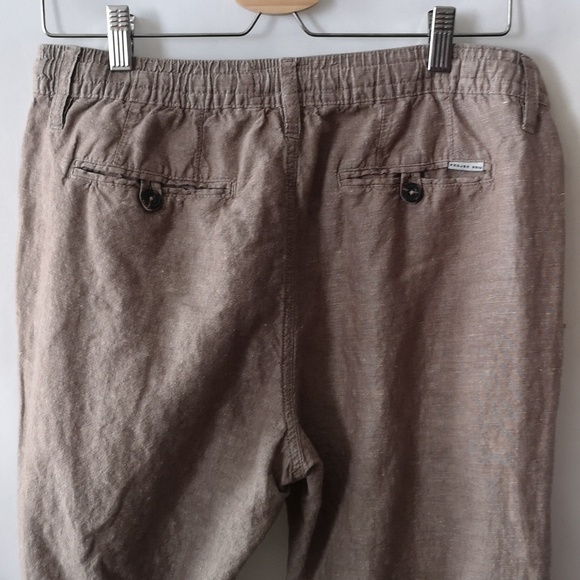 Women's Projek Raw Casual Pants Taupe Size Medium Zipper & Draw String 55% Linen - Picture 6 of 7